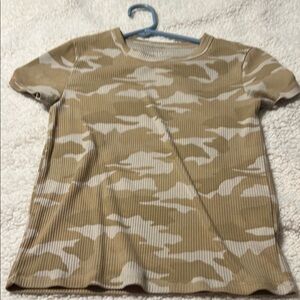 American Eagle Outfitters Tan and White Crop Top